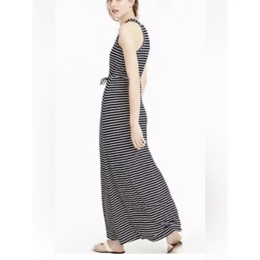 J. Crew Striped Maxi Tank Dress Navy & White sz S